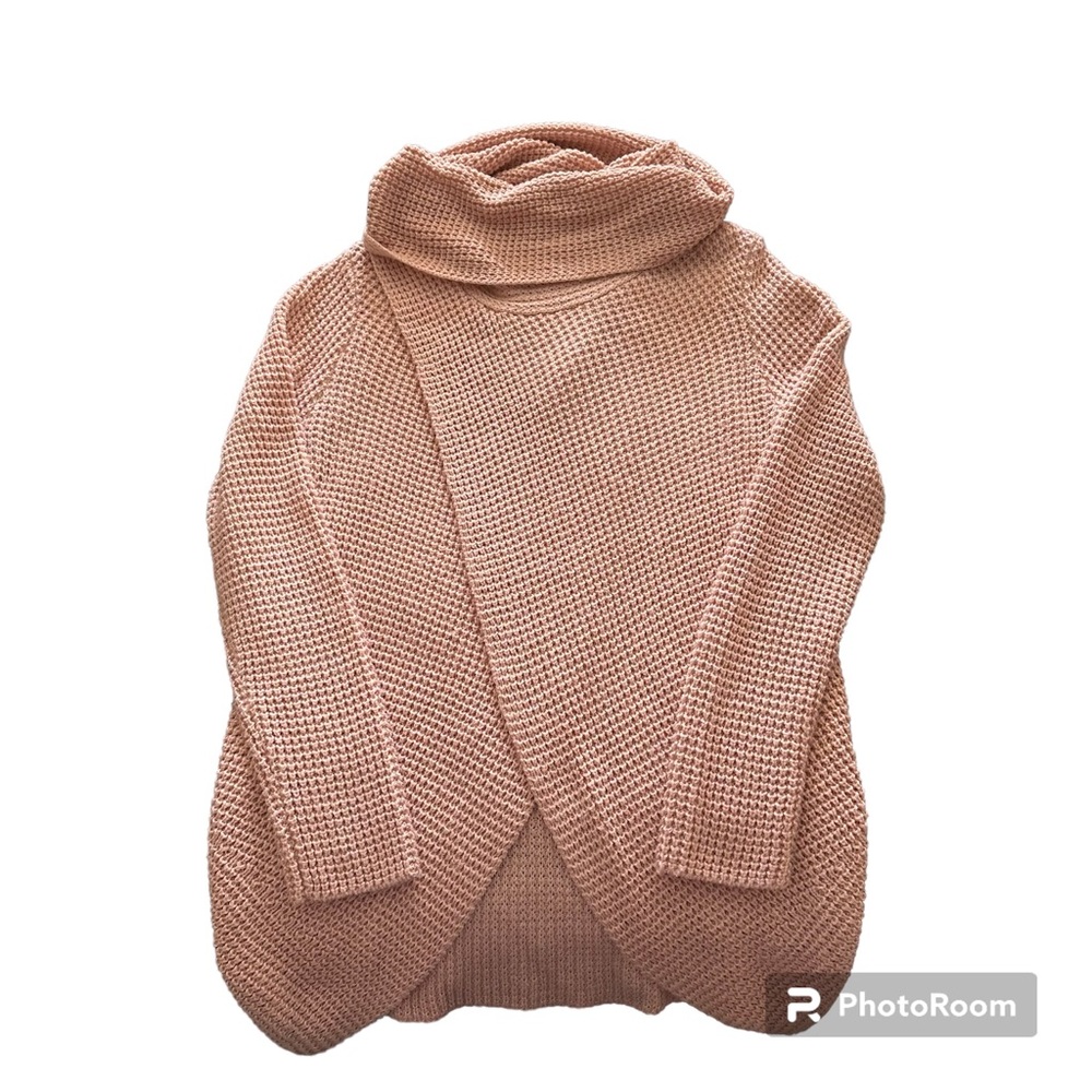Fever pink crossover cowl neck sweater, Size Large